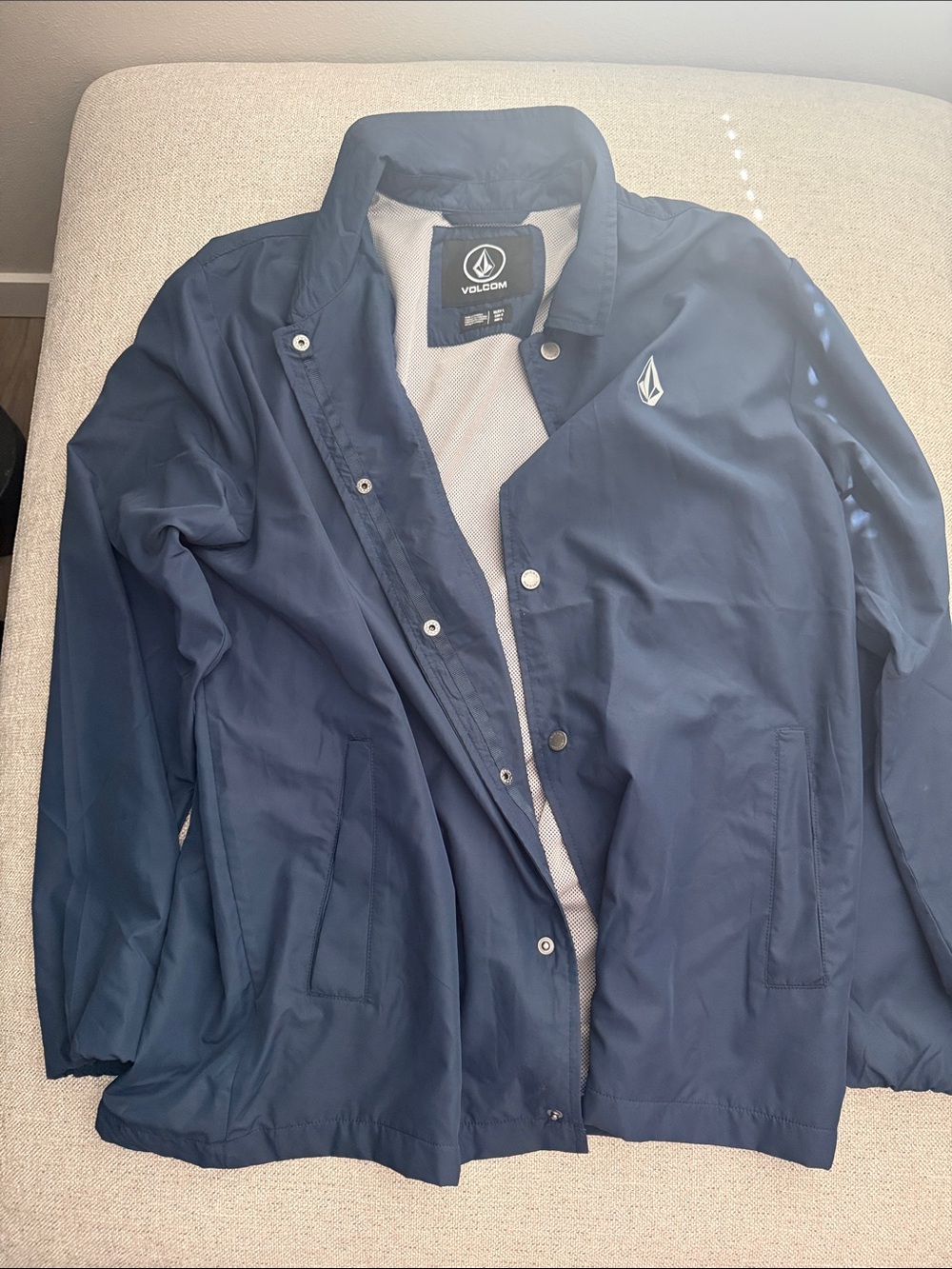 Volcom Men’s Navy Lightweight Coach Jacket with Logo